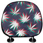 Trippy Hemp Leaves Reggae Pattern Print Car Headrest Covers