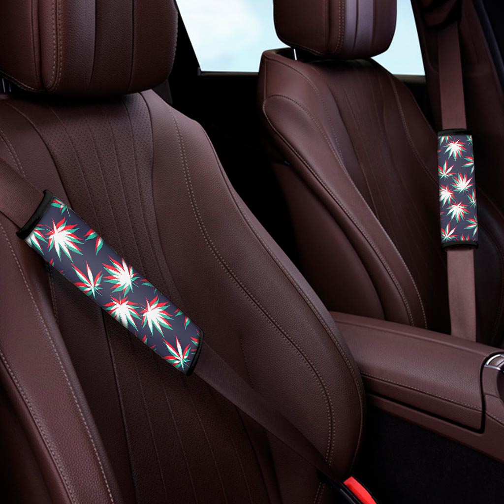 Trippy Hemp Leaves Reggae Pattern Print Car Seat Belt Covers