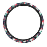Trippy Hemp Leaves Reggae Pattern Print Car Steering Wheel Cover