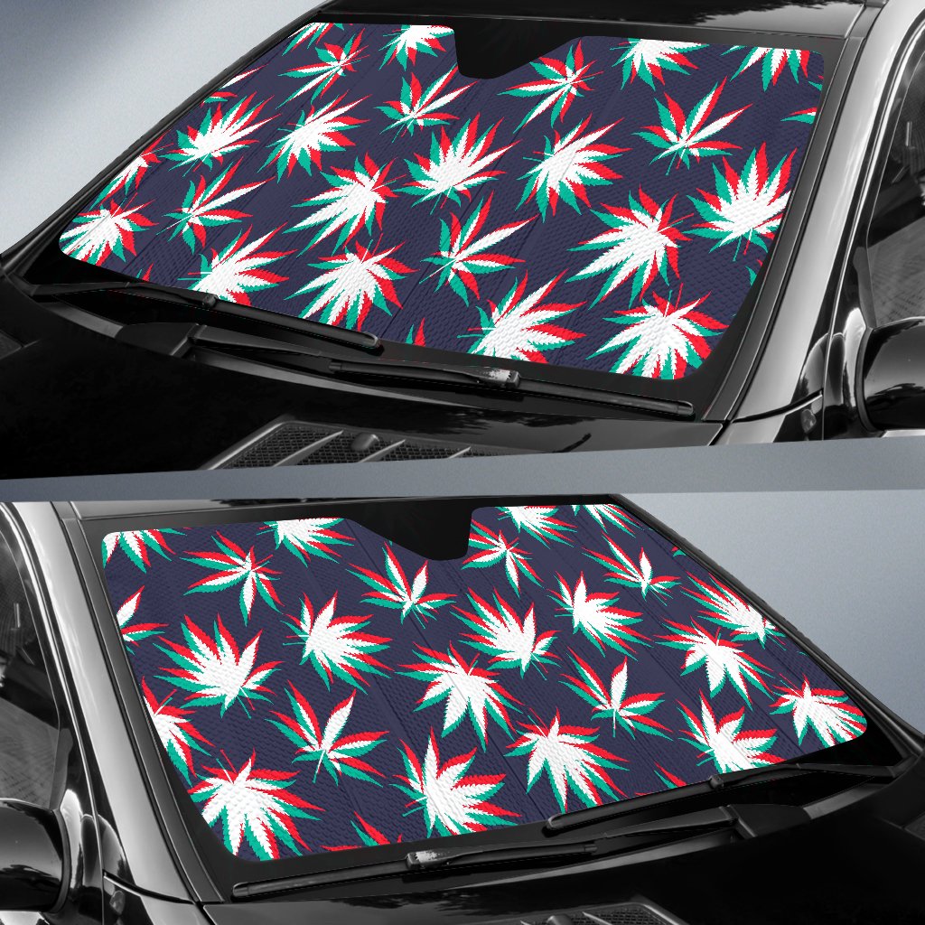 Trippy Hemp Leaves Reggae Pattern Print Car Sun Shade GearFrost