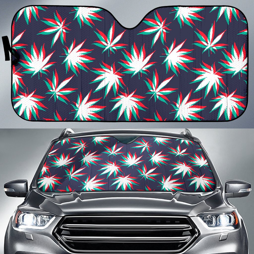 Trippy Hemp Leaves Reggae Pattern Print Car Sun Shade GearFrost