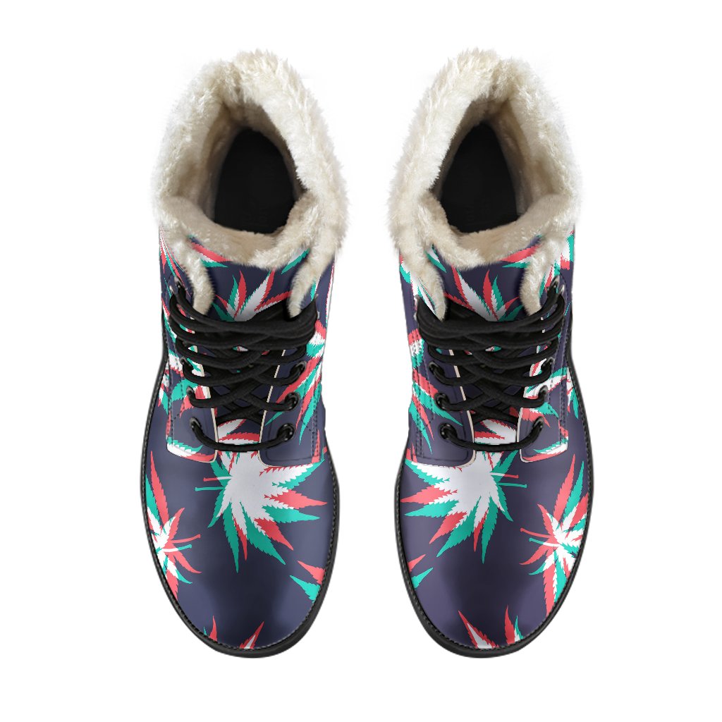 Trippy Hemp Leaves Reggae Pattern Print Comfy Boots GearFrost