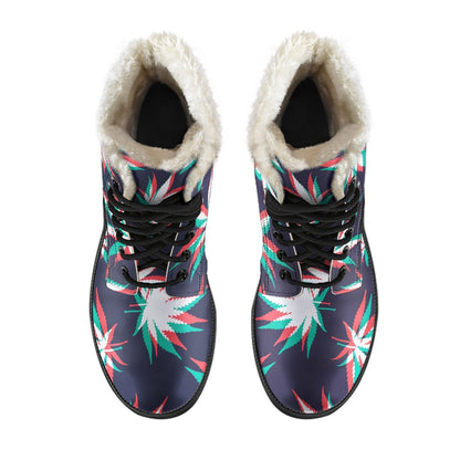 Trippy Hemp Leaves Reggae Pattern Print Comfy Boots GearFrost