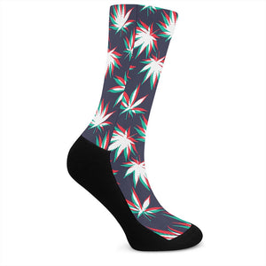 Trippy Hemp Leaves Reggae Pattern Print Crew Socks