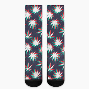 Trippy Hemp Leaves Reggae Pattern Print Crew Socks