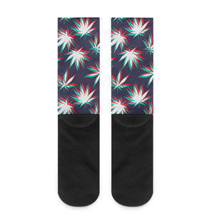 Trippy Hemp Leaves Reggae Pattern Print Crew Socks