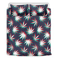 Trippy Hemp Leaves Reggae Pattern Print Duvet Cover Bedding Set