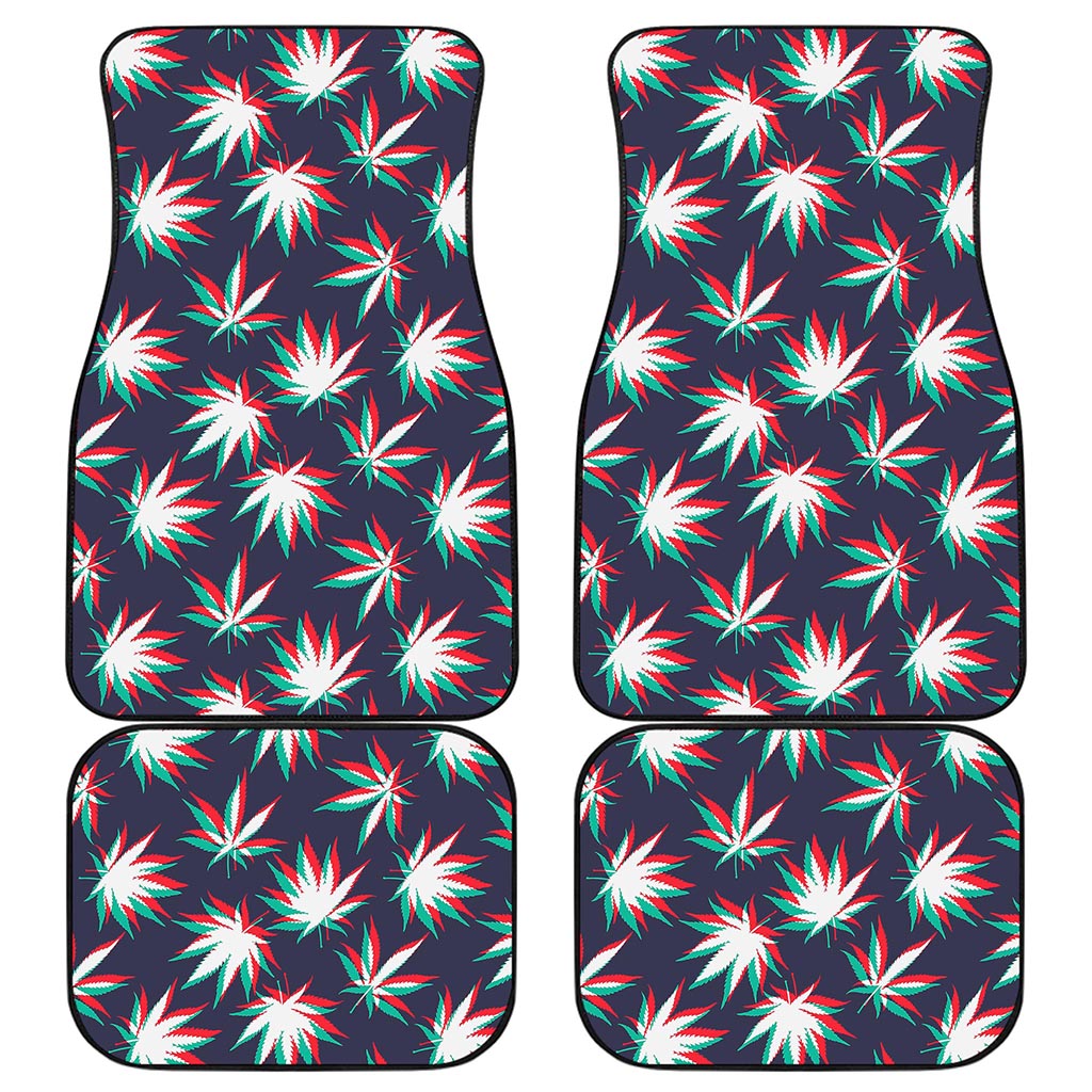 Trippy Hemp Leaves Reggae Pattern Print Front and Back Car Floor Mats