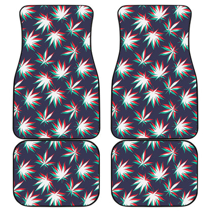 Trippy Hemp Leaves Reggae Pattern Print Front and Back Car Floor Mats