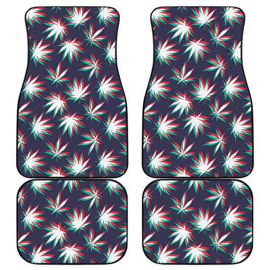 Trippy Hemp Leaves Reggae Pattern Print Front and Back Car Floor Mats