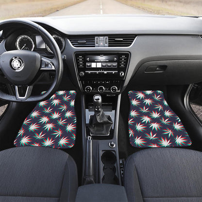 Trippy Hemp Leaves Reggae Pattern Print Front and Back Car Floor Mats