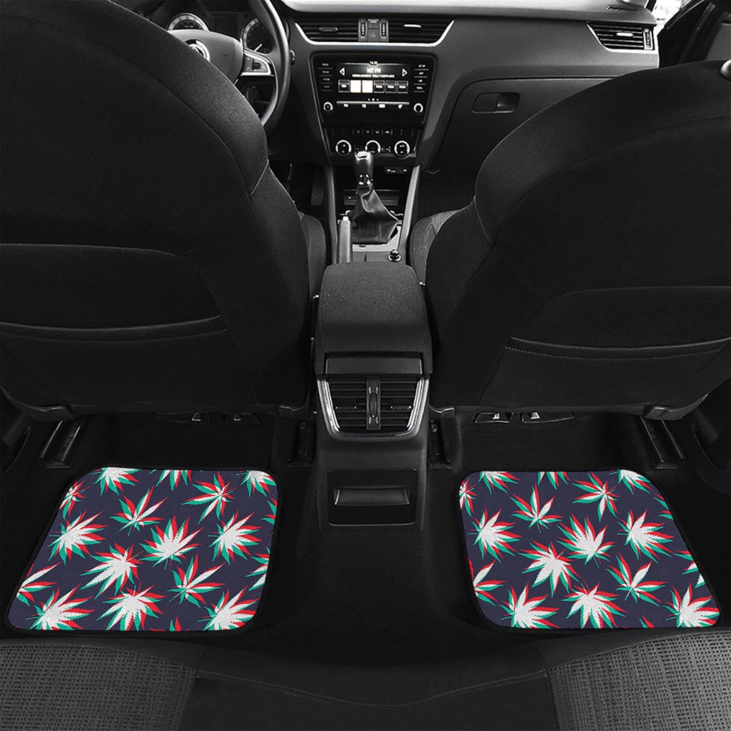 Trippy Hemp Leaves Reggae Pattern Print Front and Back Car Floor Mats