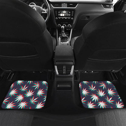 Trippy Hemp Leaves Reggae Pattern Print Front and Back Car Floor Mats