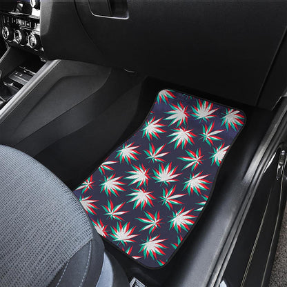 Trippy Hemp Leaves Reggae Pattern Print Front and Back Car Floor Mats