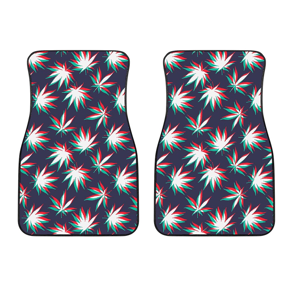 Trippy Hemp Leaves Reggae Pattern Print Front Car Floor Mats