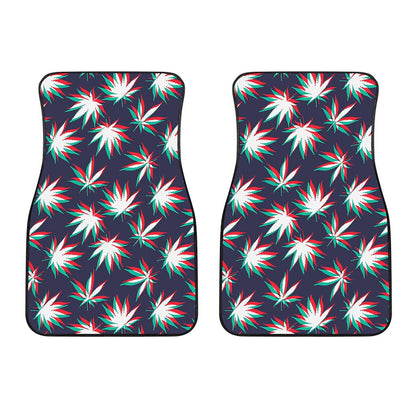 Trippy Hemp Leaves Reggae Pattern Print Front Car Floor Mats