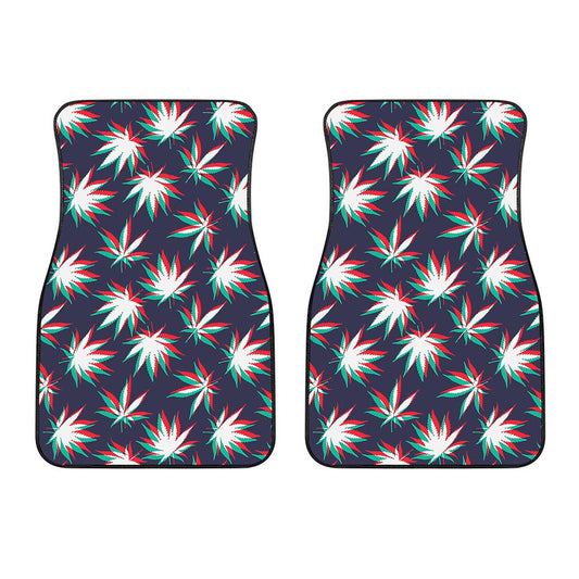 Trippy Hemp Leaves Reggae Pattern Print Front Car Floor Mats