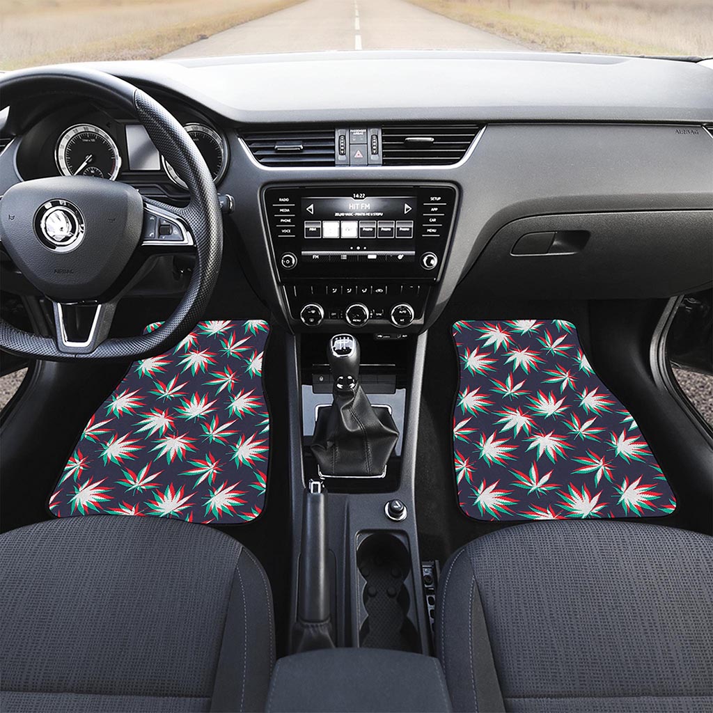 Trippy Hemp Leaves Reggae Pattern Print Front Car Floor Mats