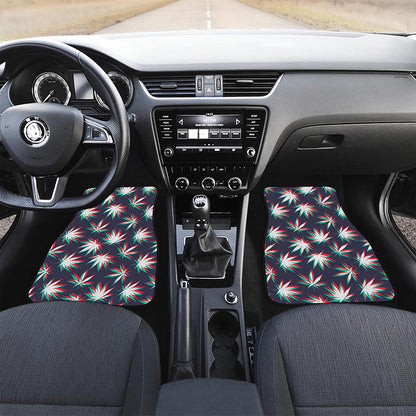 Trippy Hemp Leaves Reggae Pattern Print Front Car Floor Mats