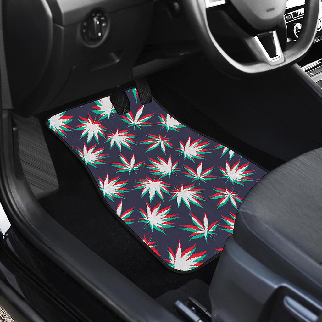 Trippy Hemp Leaves Reggae Pattern Print Front Car Floor Mats