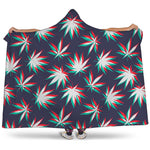 Trippy Hemp Leaves Reggae Pattern Print Hooded Blanket