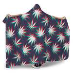 Trippy Hemp Leaves Reggae Pattern Print Hooded Blanket