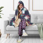 Trippy Hemp Leaves Reggae Pattern Print Hooded Blanket