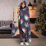 Trippy Hemp Leaves Reggae Pattern Print Hooded Blanket