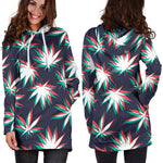 Trippy Hemp Leaves Reggae Pattern Print Hoodie Dress GearFrost