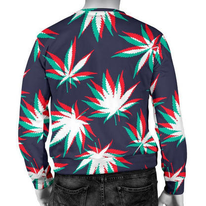 Trippy Hemp Leaves Reggae Pattern Print Men's Crewneck Sweatshirt GearFrost