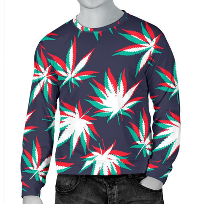 Trippy Hemp Leaves Reggae Pattern Print Men's Crewneck Sweatshirt GearFrost