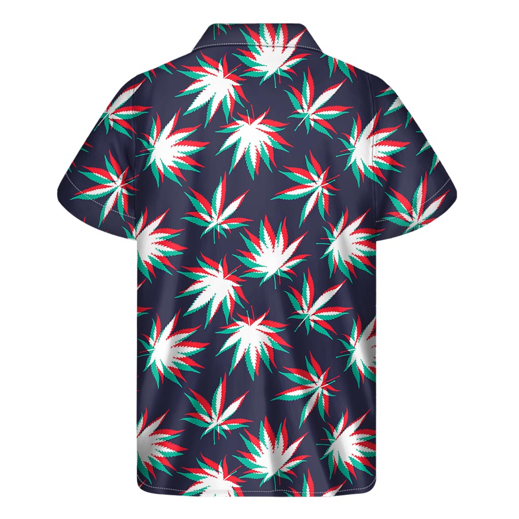 Trippy Hemp Leaves Reggae Pattern Print Men's Short Sleeve Shirt