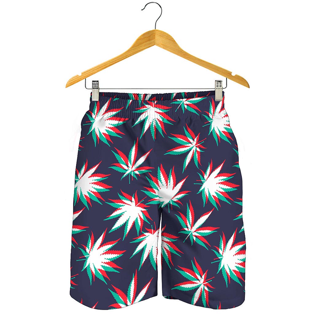 Trippy Hemp Leaves Reggae Pattern Print Men's Shorts