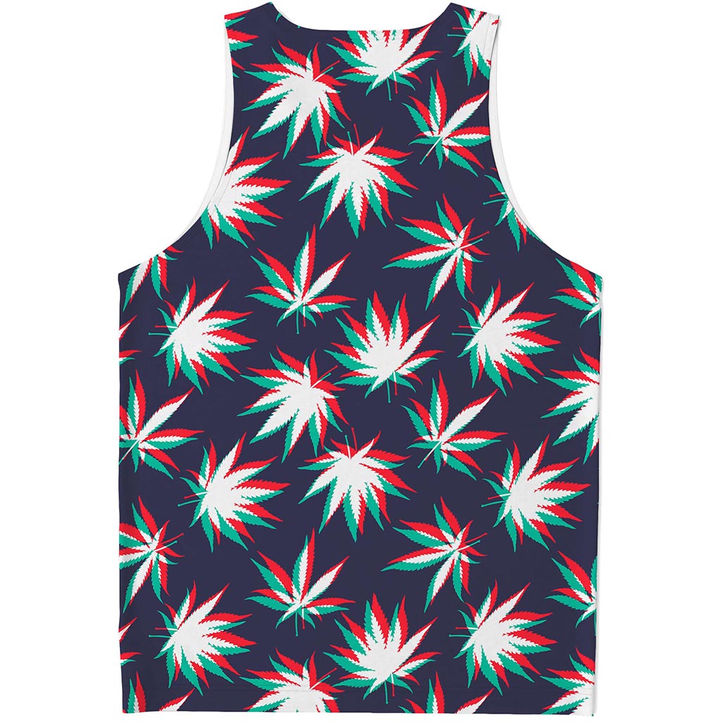 Trippy Hemp Leaves Reggae Pattern Print Men's Tank Top