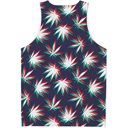 Trippy Hemp Leaves Reggae Pattern Print Men's Tank Top