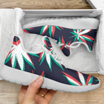 Trippy Hemp Leaves Reggae Pattern Print Mesh Knit Shoes GearFrost