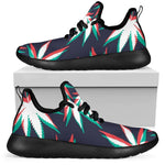 Trippy Hemp Leaves Reggae Pattern Print Mesh Knit Shoes GearFrost