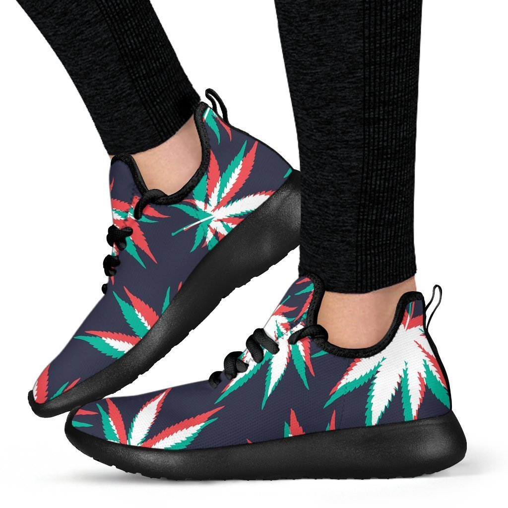 Trippy Hemp Leaves Reggae Pattern Print Mesh Knit Shoes GearFrost