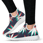 Trippy Hemp Leaves Reggae Pattern Print Mesh Knit Shoes GearFrost