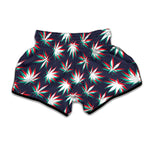 Trippy Hemp Leaves Reggae Pattern Print Muay Thai Boxing Shorts