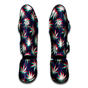 Trippy Hemp Leaves Reggae Pattern Print Muay Thai Shin Guard