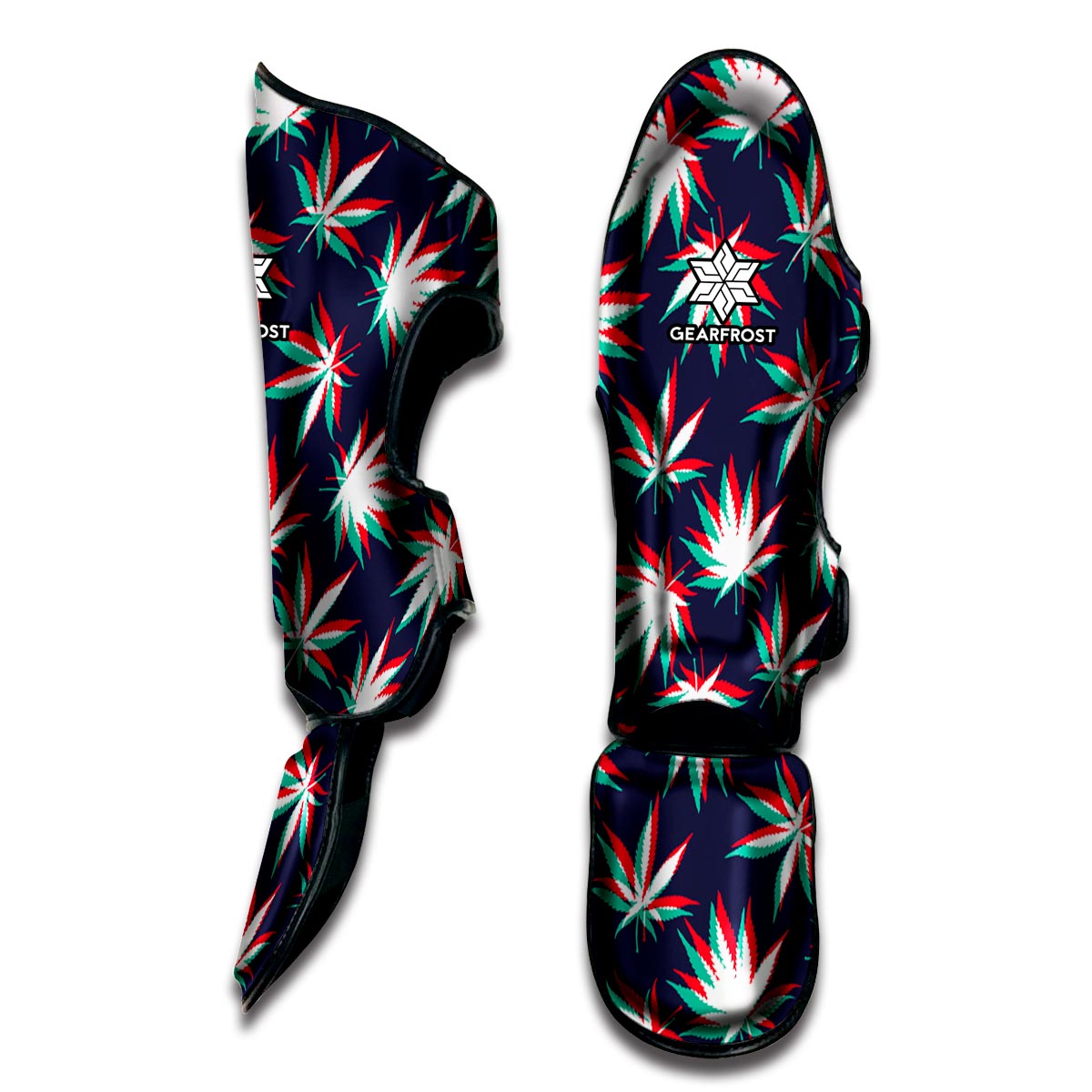 Trippy Hemp Leaves Reggae Pattern Print Muay Thai Shin Guard