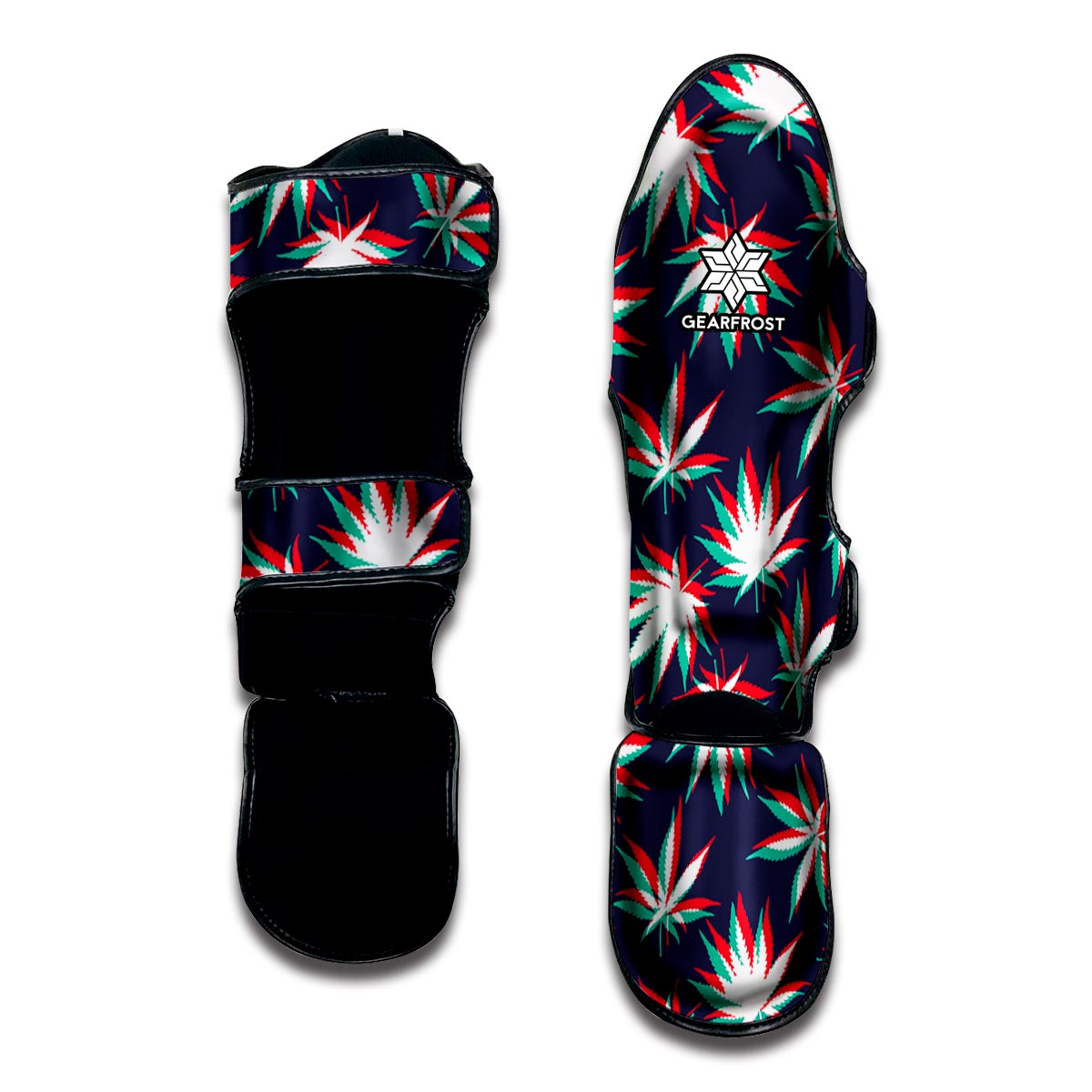 Trippy Hemp Leaves Reggae Pattern Print Muay Thai Shin Guard