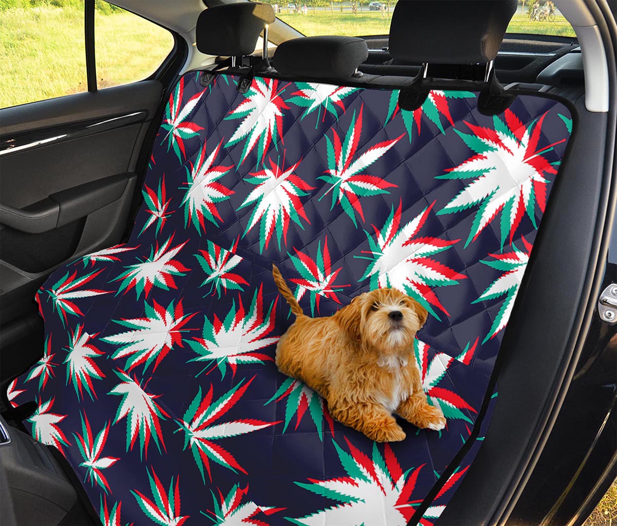 Trippy Hemp Leaves Reggae Pattern Print Pet Car Back Seat Cover