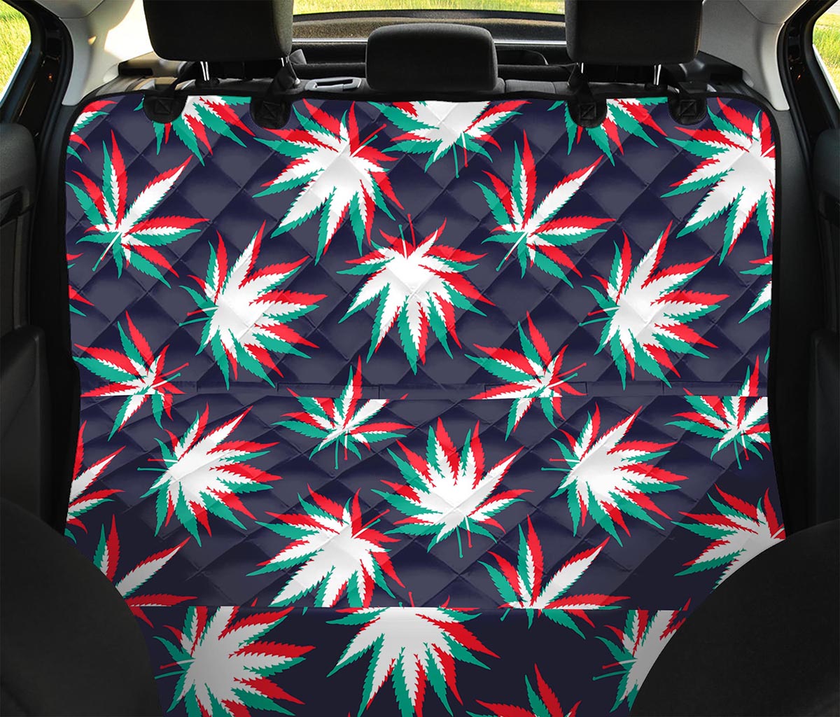 Trippy Hemp Leaves Reggae Pattern Print Pet Car Back Seat Cover