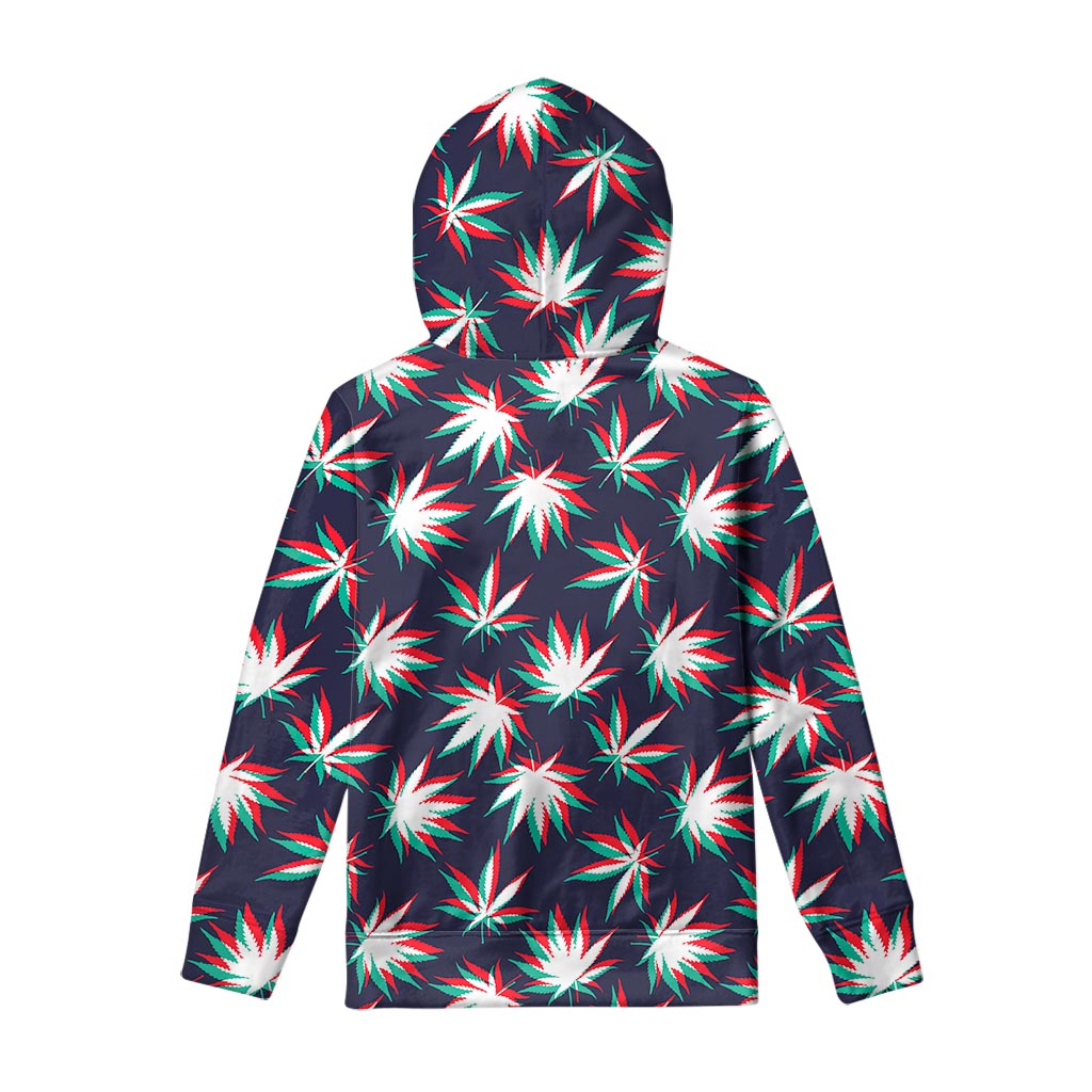Trippy Hemp Leaves Reggae Pattern Print Pullover Hoodie