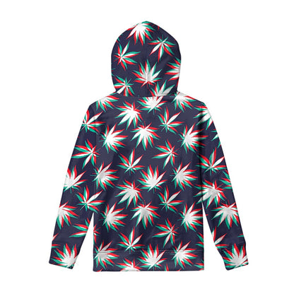 Trippy Hemp Leaves Reggae Pattern Print Pullover Hoodie