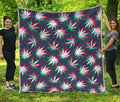 Trippy Hemp Leaves Reggae Pattern Print Quilt