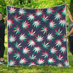 Trippy Hemp Leaves Reggae Pattern Print Quilt