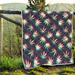 Trippy Hemp Leaves Reggae Pattern Print Quilt